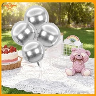 [CloudsMiles.th] Giant 22" Round 4D Silver Foil Metallic Balloons(6 Pcs), Birthday for Wedding Ballo