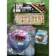 💯Original RK RKM GR415HSBT Full Gold Sprocket Titanium Y15 Y16 Fz150 Lc150 Sprocket Chain Set 415 Ra