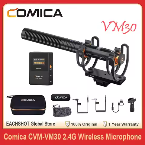 Comica VM30 2.4G Wireless Microphone Super Cardioid Condenser Shotgun Mic for DSLR Camera Smartphone