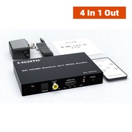8K 60Hz HDMI Switch 4 in 1 out with eARC/ARC Audio Extractor Optical Coaxial L/R Out 48Gbps HDCP2.3 