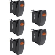 True Mods 5pc 12V DC SPST Rocker Toggle Switch Kit [20 Amp] [Rectangle] [Amber LED] Power ON/Off Swi