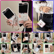 Insts-style Casing with Bracelet Samsung Galaxy Z Flip 6 Z Flip 5 Z Flip 4 Z Flip 3 Straight Edge Sh