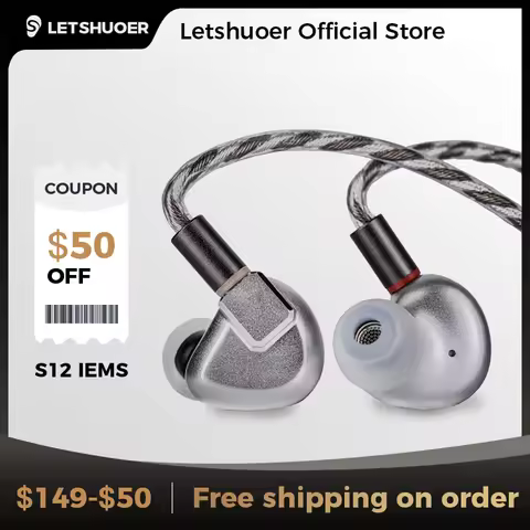 LETSHUOER S12 Hifi Earphones 14.8mm Planar Magnetic Driver Wired In-ear Monitors Gaming Earbuds Plan