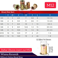 30 Pcs Rivet Nut mur rivet insert nut M3 M4 M5 M6 M8 M10 M12