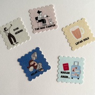 [5-pc] TAK MAU PENING stamp stickers pack/ teh tarik sticker /note sticker/labels/ scrapbook/ malays