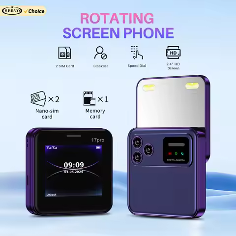 SERVO Rotating Screen Mobile Phone Speed Dial Magic Voice Blacklist Dual SIM Card FM Radio 2G GSM 2.