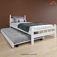 SKL3903 White AYA Solid Wooded Single Bedframe /Katil Kayu Pullout Bed/Katil Budak/Bed Frame Single /Katil murah / 床架