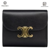 Celine 閃亮小牛皮金色硬件黑色緊湊型錢包