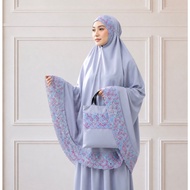 Telekung Khaatijah Premium Kain Cotton Sulam Berkualiti Tinggi Sulam Dengan Beg Percuma