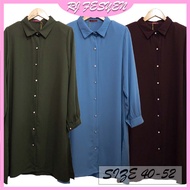 [Size 40-52] GLAMOUR Blouse Labuh Fursan Full Button Long Sleeve/ Blaus Muslimah Labuh Perempuan Len