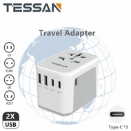 TESSAN Type C Plug Worldwide Universal Adapter Wall Socket Charger，All in 1 International Travel Adapter Universal Plug with 2 USB A + 3 USB C , 3 Type C Adapter to USA/EU/AU/CN