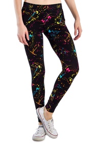 Splatter Neon Leggings - Neon Retro Rainbow Tights for Women