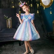 ALENA Cô gái mới mùa thu trang phục cầu vồng váy trẻ em váy công chúa Aisha pong lụa váy