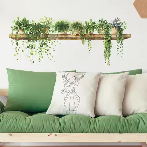 1PCS Green Leaf Potted Bedroom Living Room Wall Landscaping Decorative Wall Stickers Wall Sticker Be