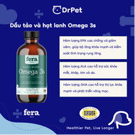 Fera Pets - Organics Vegan Omega-3 6 9s Algae Oil - Bột bổ sung Omega 3s + Dầu hạt lanh cho Chó và m