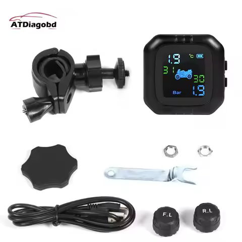 Newly Wireless LCD Motorcycle Tire Pressure Monitoring System TPMS 2External Sensor Realtime Monitor