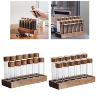 [mcfsnzwtxz1bw] Glass Coffee Bean Storage Containers, Coffee Bean Storage Tubes, Walnut Wood Stand, 