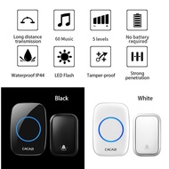 CACAZI FA58 Home Self-powered Wireless Doorbell Without Battery 60 Chimes 5 Volume 0-110 dB Smart Do