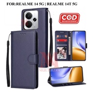 REALME 14 5G | REALME 14T 5G Leather Flip Cover Wallet Case Leather - Casing Dompet Case Wallet Leat