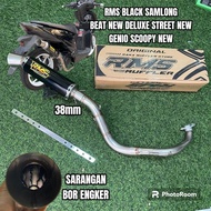 knalpot rms muffler samlong black sarangan bor engker beat deluxe beat new street new scoopy genio