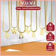 [GIVE BOX] Titanium Necklace with Gold Plated Letters Flat Chain Fashion Exquisite Luxurious High Qu