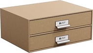 Bigso Birger 2-Drawer Fiberboard Document Letter Box - Paper Storage Drawers for A4 and Letter Sized