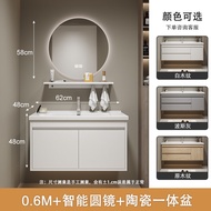 Ceramic Whole Washbin Minimalist Bathroom Cabinet Set Solid Wood Bathroom Table Hand Pool Washbasin Cabinet Combination Square Mirror