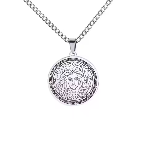 Ancient Greece Mythology Medusa Pendant Necklace for Women Girls Amulet Stainless Steel Jewelry Gift