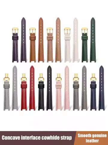 High quality smooth leather concave interface watch strap for Tissot Rossini Fiyta Gucci men women w