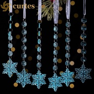 CURTES 6pcs/set Acrylic Ice Pendants, Transparent Sparkling Snowflake Ornament, Crystal Beads Chain 