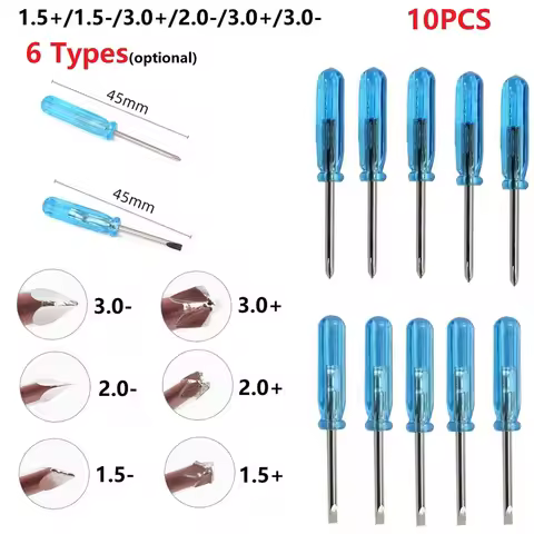 10pcs Mini Slotted Cross Screwdrivers For X-Box Laptop Repair Tool 1.5/2.0/3.0mm Waterproof Ph2 Scre