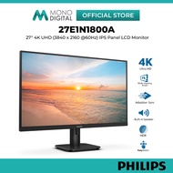 PHILIPS 27" 27E1N1800A LED 4K UHD (3840 X 2160 @60HZ) IPS PANEL LCD MONITOR (4MS, INPUT: HDMI+DP, VE