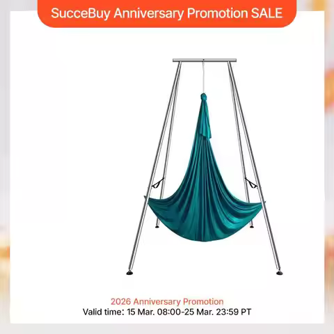 SucceBuy Aerial Yoga Frame&Hammock 9.67FT Professional Yoga Swing Stand with 6.6 Yards Aerial Silks 