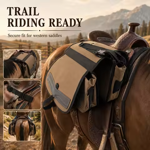 Equestrian Saddle Bag Durable Horse Riding Tack Organizer Outdoor Western Trail Riding Storage Bag