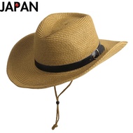 IZUMIYA Straw Hat Cowboy Hat Wide Brim Foldable Men's Hat with Strap