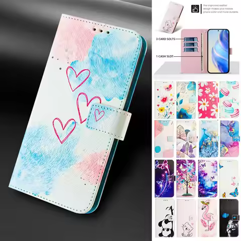 Reno13 13F Etui for Oppo Reno13 F Funda Oppo Reno 13 Painted Leather Flip Case for Oppo Reno 13 Pro 