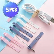 1/5 Pcs Charger Cord Winder Earphone Clip Charger Organizer Silicone Silicone Strap Tie Winder Phone