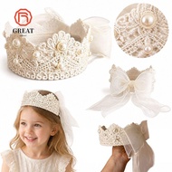 GREAT Baby Crown Headband, Crown Shape Hollow Lace Kids Crown Headpiece,  Mesh Bow Girls Crown Hairb