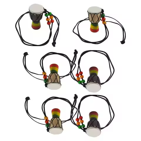 6Pcs African Drum Necklace Mini Pendant Jewelry for Women Music Instrument Charm Gift Music Party