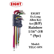 EIGHT Ex.Long Allen Key Set (B/P) Rainbow 1/16"-3/8" (9pc) - Model:TELC-S9N