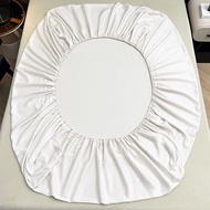 1 PC ไม้ไผ่ Lyocell แผ่นติดตั้งเงาสีขาวผ้าปูที่นอน ที่นอนพร้อมแถบยืดหยุ่นสําหรับ 1.2 M เตียง Home Ho