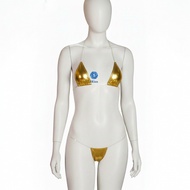 Micro Bikini Metallic Bra & Thong Set with TransparentTALI L385