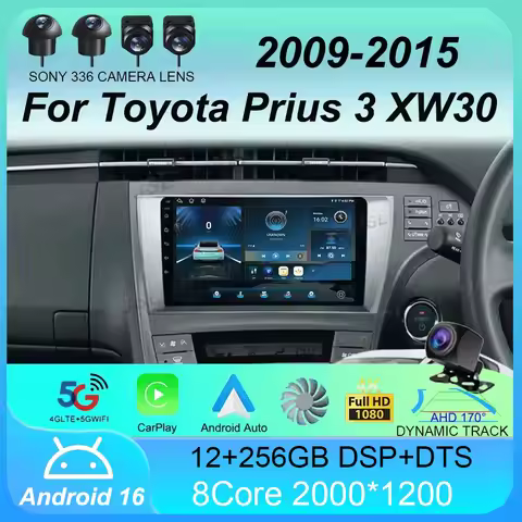 Car Radio Android 16 Carplay For Toyota Prius 3 XW30 2009 - 2015 LHD RHD Multimedia Video Player Nav