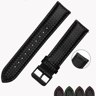 Black Carbon Fiber Leather Watch Strap Band For Samsung Gear S3 S2 Classic 20/22 mm Width Quick Release