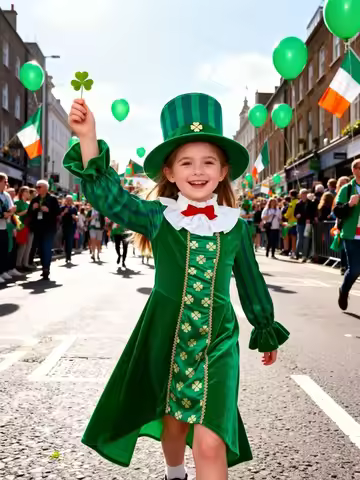 Kids Irish Cosplay Costume Girls St Patricks Day Ethnic Dress for Performance