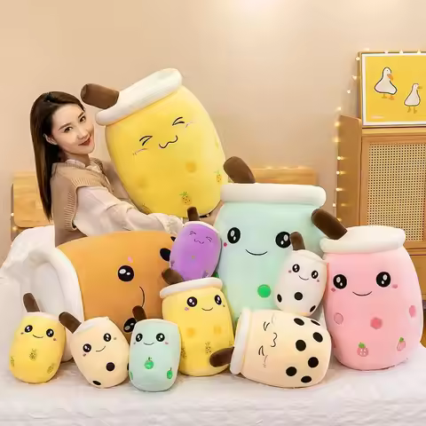 Cute Stuffed Boba Plush Bubble Tea Real-life Bubo Food Milk Cup Plushie Pillow Soft Kawaii Plush Toy