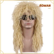 ROWANSG Halloween Party Cosplay Wig, Fluffy Long 70s 80s Rockstar Wig, Curvy Punk Mullet Wig