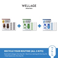 Wellage Real Gold Collagen One Day Kit + Real Cica Calming 95 One Day Kit + Real Hyaluronic One Day 