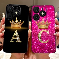 Itel A50 A50C New Fashion Crown Initial Letter Couple Phone Case ItelA50 A50C A669L A667L Black Sili