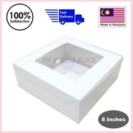 [My Baking Place] Cake Box Window ( White ) 8"x8"x3", Folding Box with Window (Made in Malaysia)